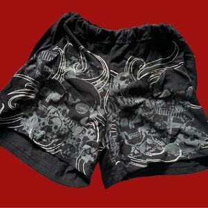 Black Skull emo shorts, hand sewn